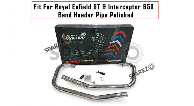 For Royal Enfield GT and Interceptor 650 Silver Stallion Bend Header Pipe Polished - SPAREZO